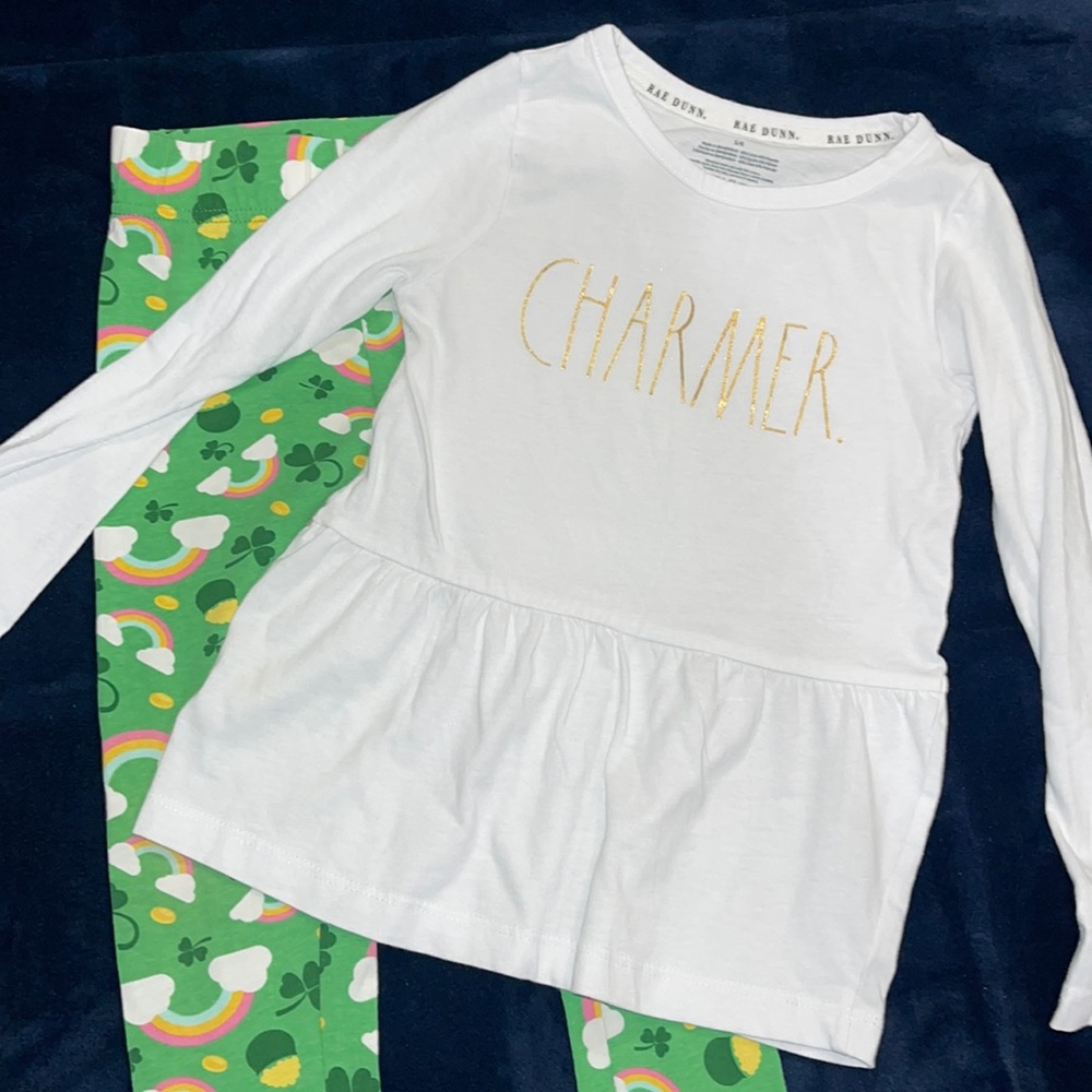 Rae Dunn size 5/6 girls St. Patrick’s Day outfit! Worn one time!
